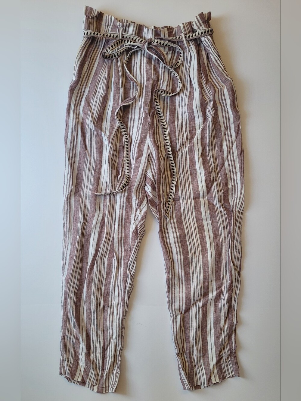 LemLem x H&M Resort Stripe Linen Paperbag Pants Large Excellent Condition